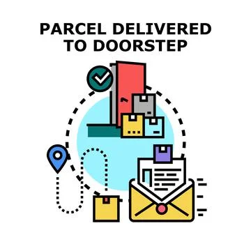 Parcel delivery service tracking order to doorstep concept Illustration