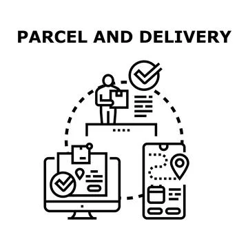 Parcel delivery services and online tracking concept Stock Illustration
