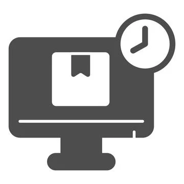 Parcel delivery solid icon, officesyndrome concept, parcel, monitor vector sign Stock Illustration