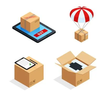 Parcel Delivery Stages Set Stock Illustration