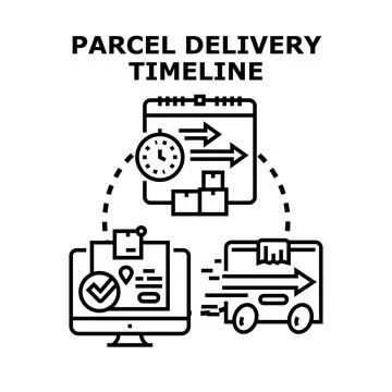 Parcel delivery timeline tracking logistic service process Stock Illustration