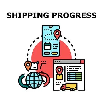 Parcel delivery tracking and global logistic progress concept 库存插图