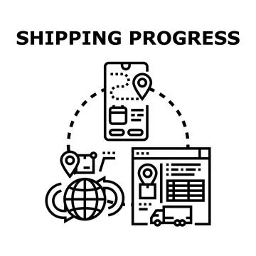 Parcel delivery tracking and global logistic progress concept イラスト素材
