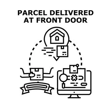 Parcel delivery tracking and home shipment concept Stock Illustration