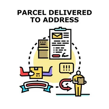 Parcel delivery tracking and receiving system process Stock Illustration
