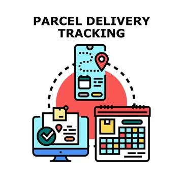 Parcel delivery tracking and shipping logistics concept 스톡 일러스트