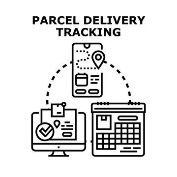 Parcel delivery tracking and shipping logistics concept Stockillustratie