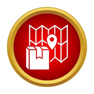 Parcel delivery tracking with map location pointer icon Stock Illustration