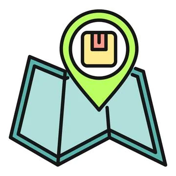 Parcel delivery tracking map with location pin icon Stock Illustration