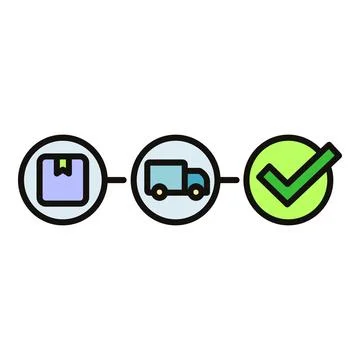 Parcel delivery tracking process complete with truck Illustrazione stock