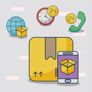 Parcel delivery tracking on the smartphone Illustrazione stock