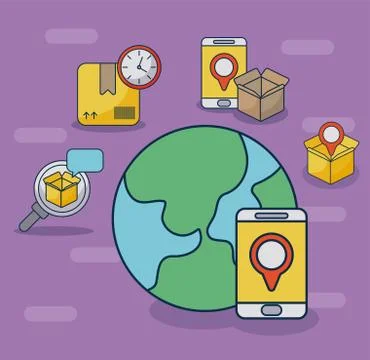 Parcel delivery tracking on the smartphone Stock Illustration