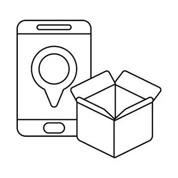Parcel delivery tracking on the smartphone , line style icon Stock Illustration