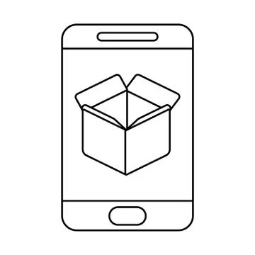 Parcel delivery tracking on the smartphone , line style icon イラスト素材