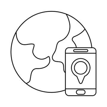 Parcel delivery tracking on the smartphone , line style icon Stock Illustration