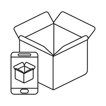 Parcel delivery tracking on the smartphone , line style icon Stock Illustration
