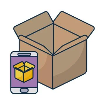 Parcel delivery tracking on the smartphone on white background 스톡 일러스트