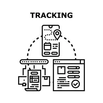 Parcel delivery tracking using mobile app technology Stock Illustration