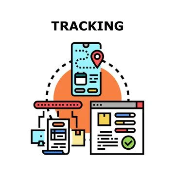 Parcel delivery tracking using mobile app technology Stock Illustration