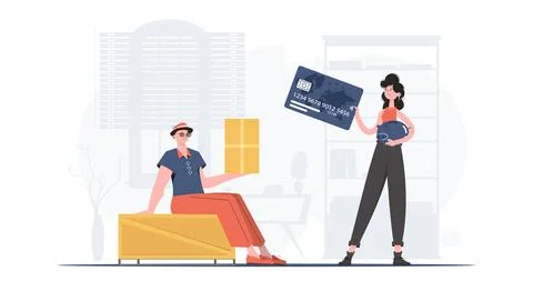 Parcel delivery. Vector. trendy style. Illustrazione stock