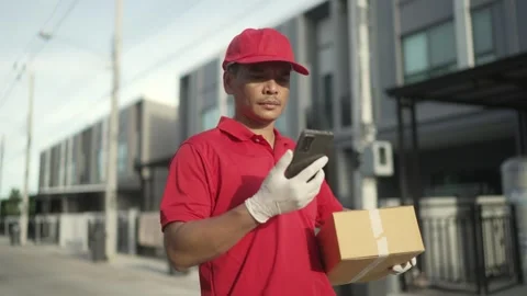 Parcel delivery worker Stock Footage 243070694
