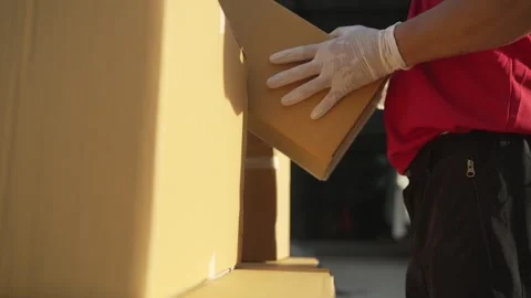 A parcel delivery worker Stock Footage 243070751