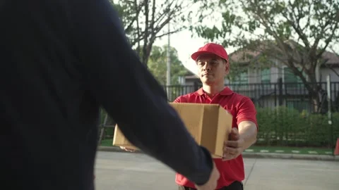 A parcel delivery worker Stock Footage 243070772