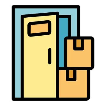 Parcel door delivery icon vector flat Illustrazione stock