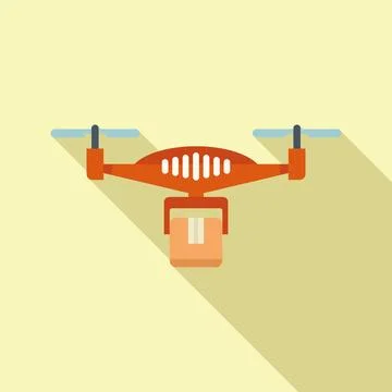 Parcel drone control icon flat vector. Map land view Stock Illustration