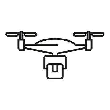 Parcel drone control icon flat vector. Map land view Stock Illustration