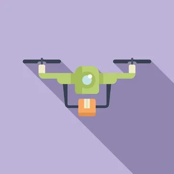 Parcel drone delivery icon flat vector. Camera spy Stock Illustration