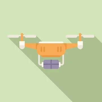 Parcel drone delivery icon flat vector. Smart digital tech 스톡 일러스트