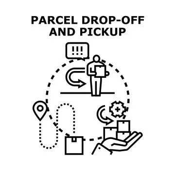 Parcel drop off and pickup service concept Stock Illustration