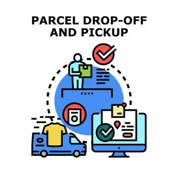 Parcel drop off and pickup service concept Stock Illustration
