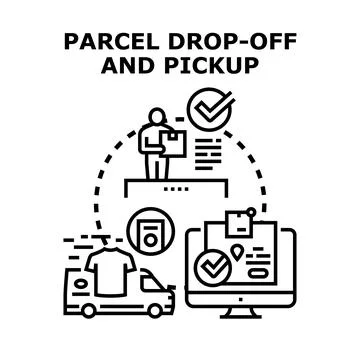 Parcel drop off and pickup service concept 스톡 일러스트