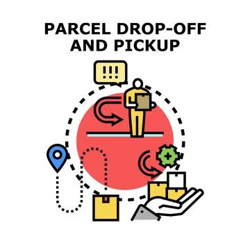 Parcel drop off and pickup service concept Stock Illustration