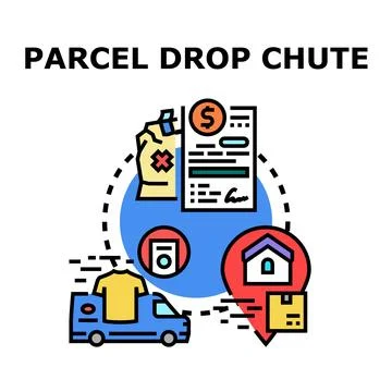Parcel drop chute delivering online retail order concept Illustration