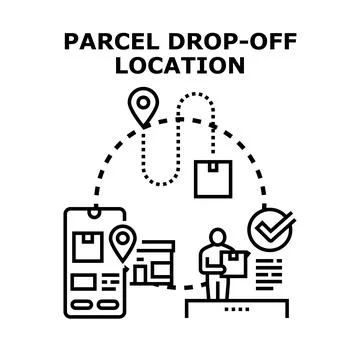 Parcel drop off location tracking delivery service イラスト素材