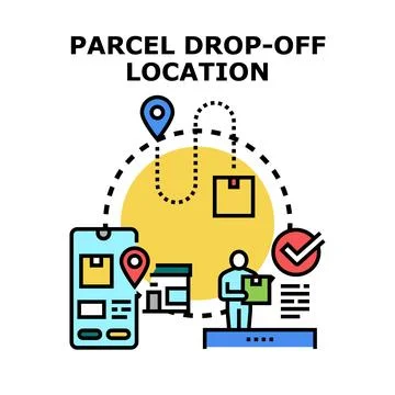 Parcel drop off location tracking delivery service Stock Illustration