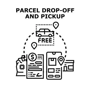 Parcel drop off pickup delivery convenience vector illustration Stock Illustration