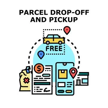 Parcel drop off pickup delivery convenience vector illustration Stock Illustration