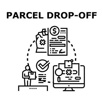Parcel drop off service concept with delivery process Stock Illustration