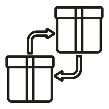 Parcel exchange icon outline vector. Box return 스톡 일러스트