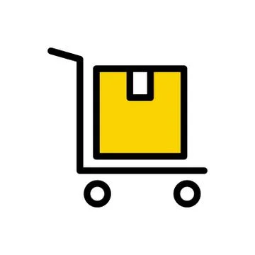 Parcel flat color icon Stock Illustration