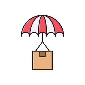 Parcel flat color icon Stock Illustration