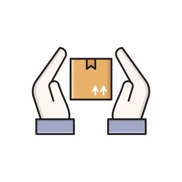 Parcel flat color icon Illustrazione stock