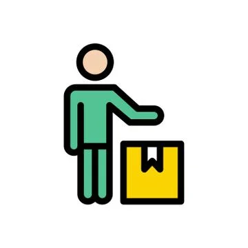 Parcel flat color icon Stock Illustration