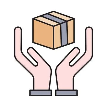 Parcel flat color icon Stock Illustration