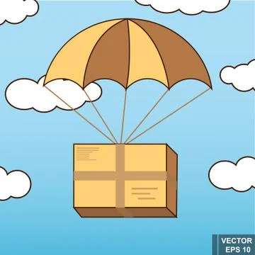 A parcel. Flight. Forward. Flat illustration. For your design. イラスト素材