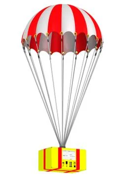 Parcel is flying on a parachute 스톡 일러스트